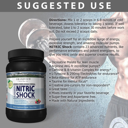 N Shock- Pre Workout Powder, x10 Strength, 44 Servings, (Fruit Punch) Boost Energy Grandview Natural Body Care