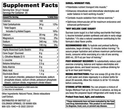 Biotest Surge Workout Nutrition - 25 g Highly Branched Cyclic Dextrin, 6.5 g Citrulline Biotest