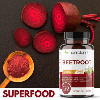 healblend Organic Nitric Oxide Beet Root Capsules 1300mg - Support Immune System healblend