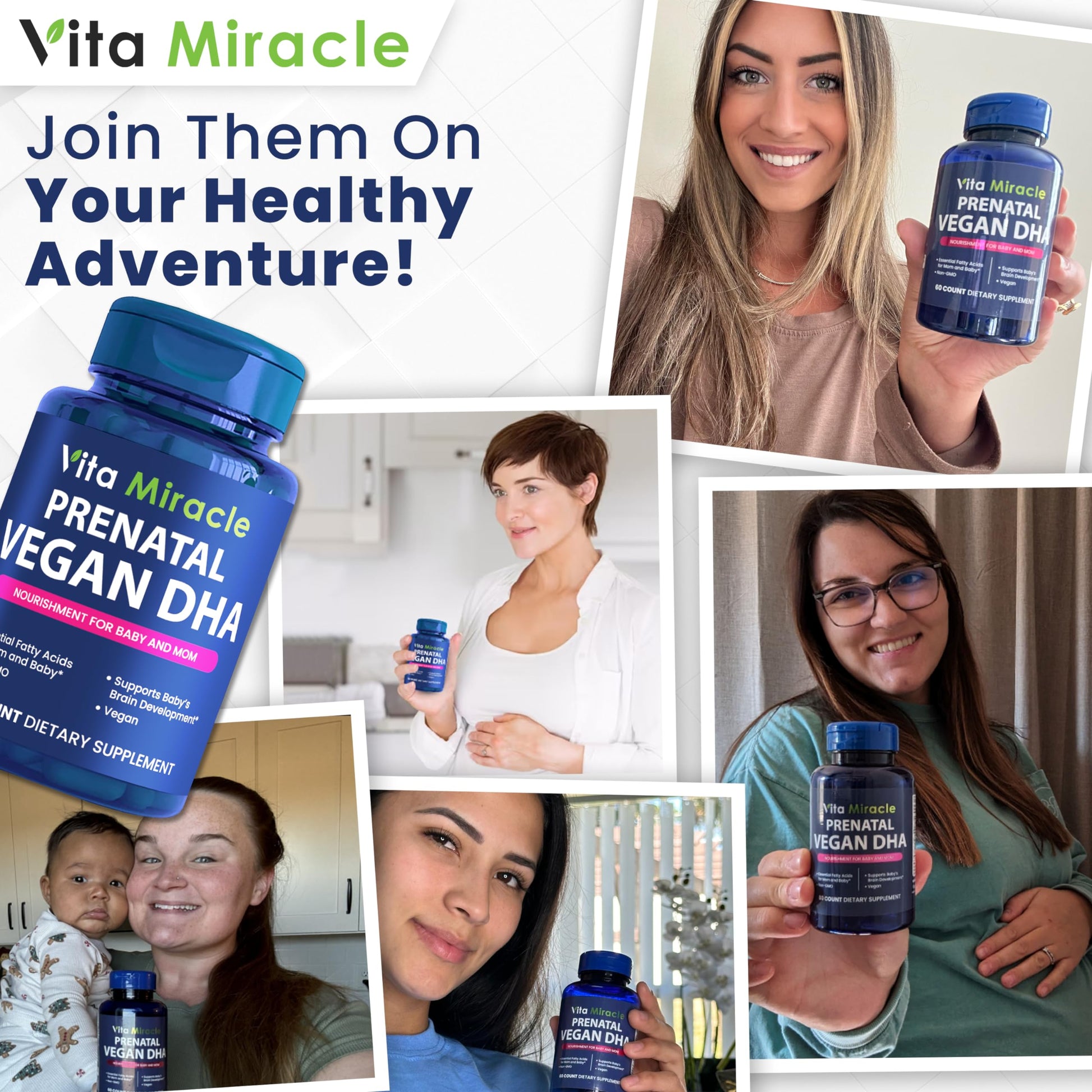 Introductory Offer Prenatal DHA Supplements - Vegan 800mg DHA DPA Plant Based Omega 3 Vita Miracle