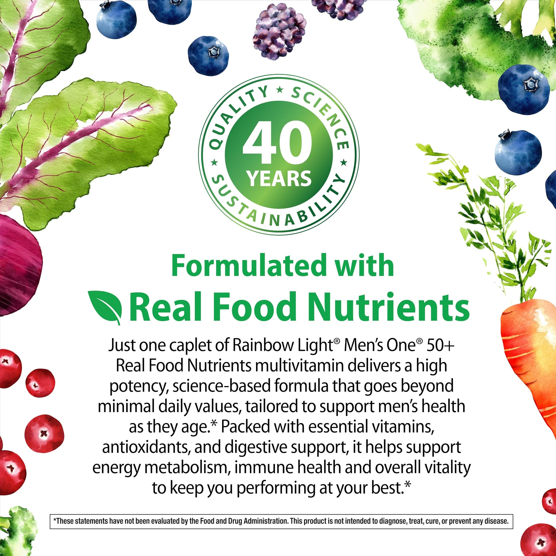 Rainbow Light Mens Multivitamin One + for 50 Plus | 90 Caplets | Supports Muscle Health | with Vitamins C, D, and Zinc Rainbow LightBuy Supplements Australia