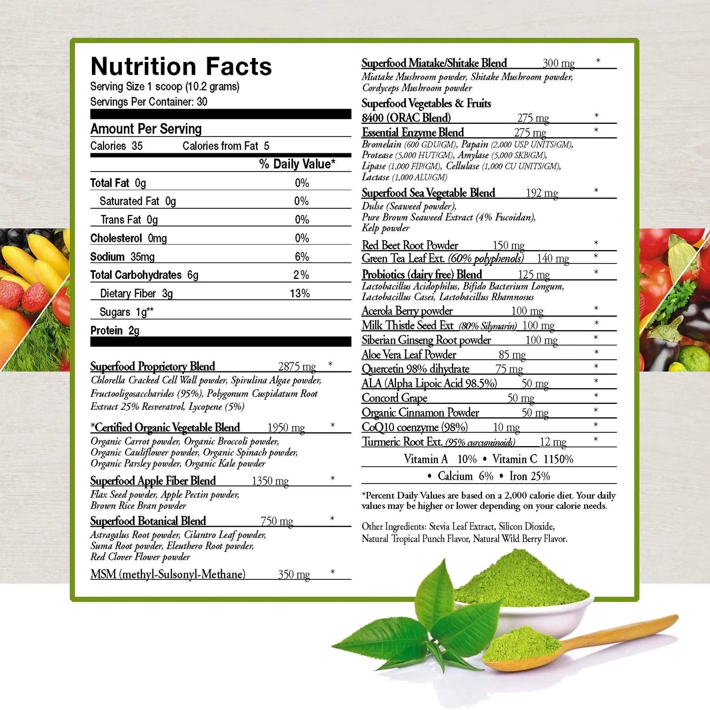 ecostream Naturals Vital First Daily Greens Superfood Powder 50 Whole Super Foods with Spirulina, Chlorella, Flax Seed, Fiber and Enzymes with Organic Greens - 30 Servings ecostream Naturals buy supplements Au