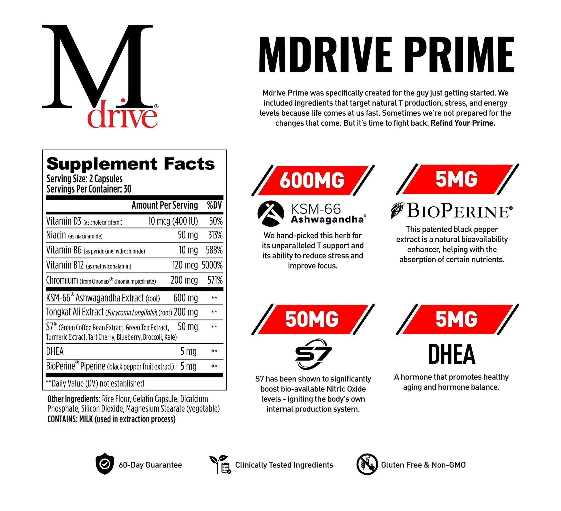 Mdrive Prime Start Supports Energy, Strength, Lean Muscle, Digestion, Immune Health Mdrive
