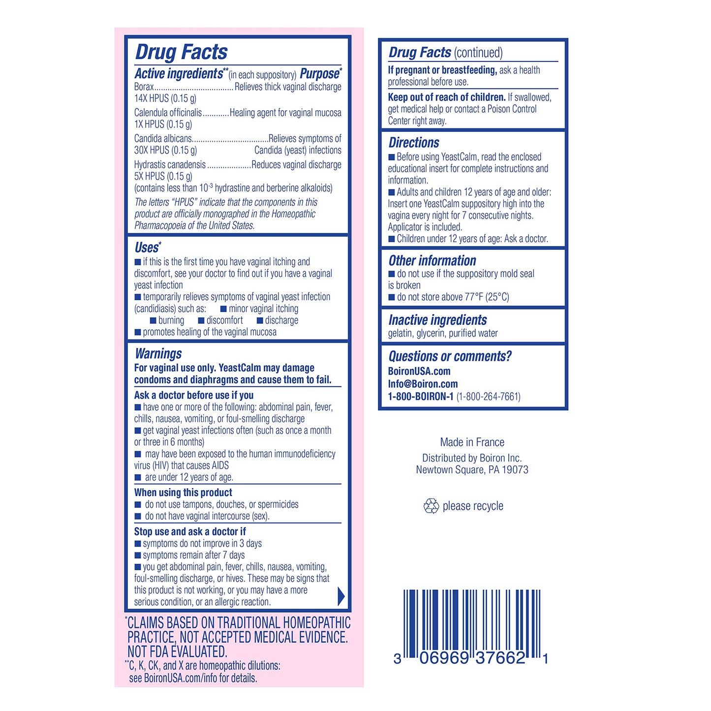 oiron YeastCalm Homeopathic Suppositories for Yeast Infections, Burning, Discharge BoironBuy Supplements Australia