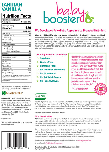 Baby Booster Prenatal Vitamin Supplement Shakes, Tahitian Vanilla and Salted Carmel Baby Booster