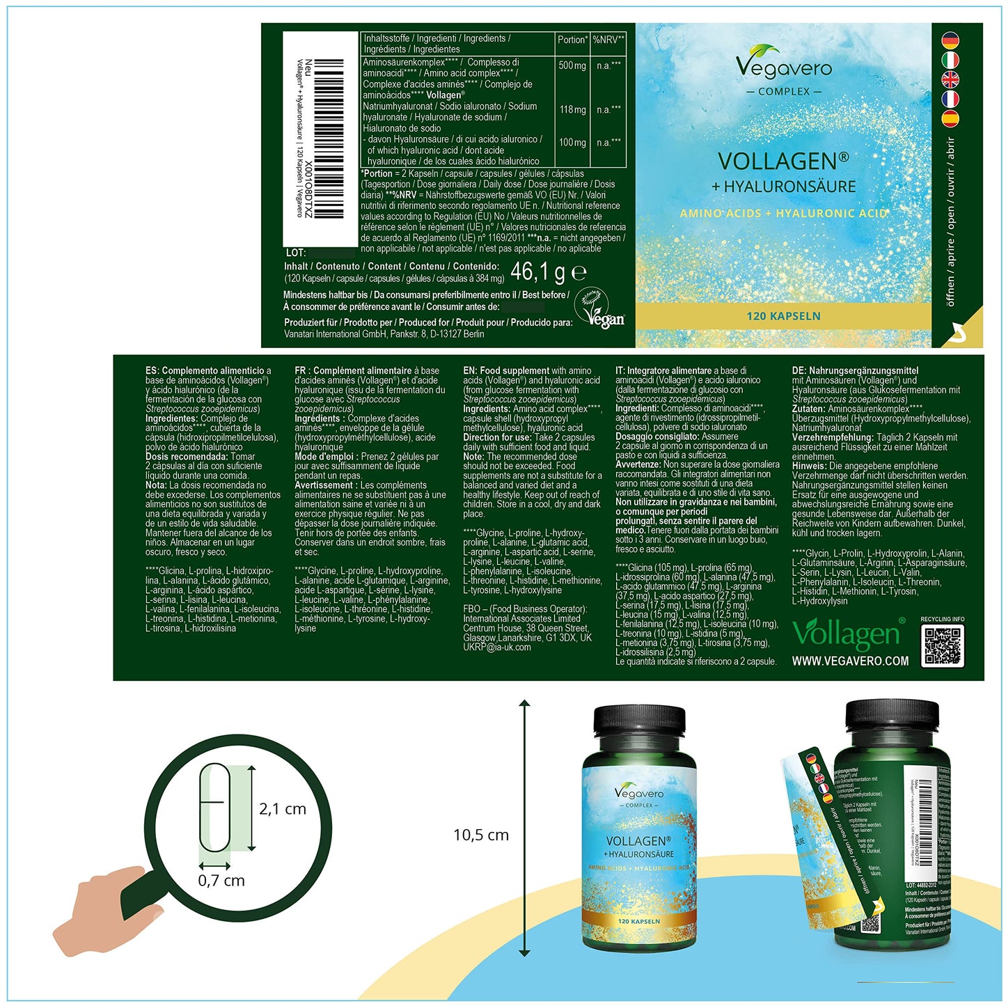 Vegavero Vegan Collagen Complex + Hyaluronic Acid | NO Additives | Vegan Collagen Powder Vollagen VegaveroBuy Supplements Australia