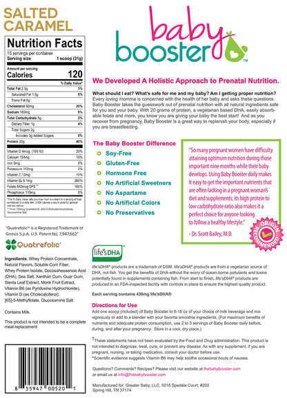 Baby Booster Prenatal Vitamin Supplement Shakes, Salted Carmel and Strawberry Baby Booster