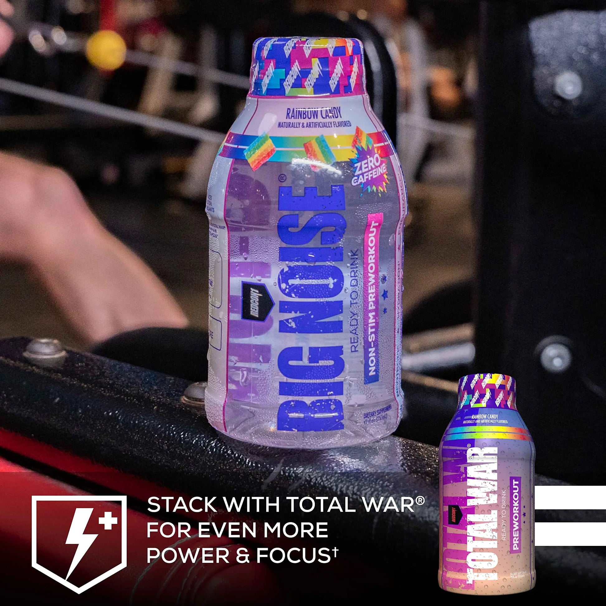 REDCON1 Big Noise RTD Pre Workout Drink, Rainbow Candy - Caffeine-Free Ready-to-Drink REDCON1