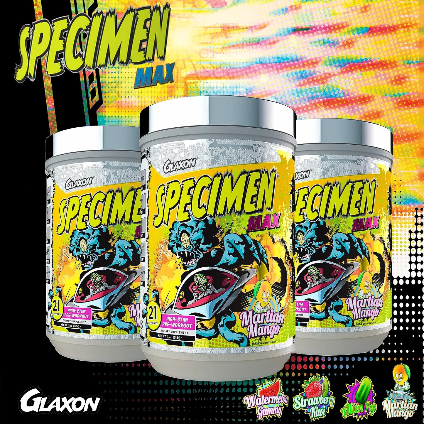 Glaxon Specimen Max High Stim Pre-Workout | 400mg Caffeine + 3200mg Beta Alanine Glaxon